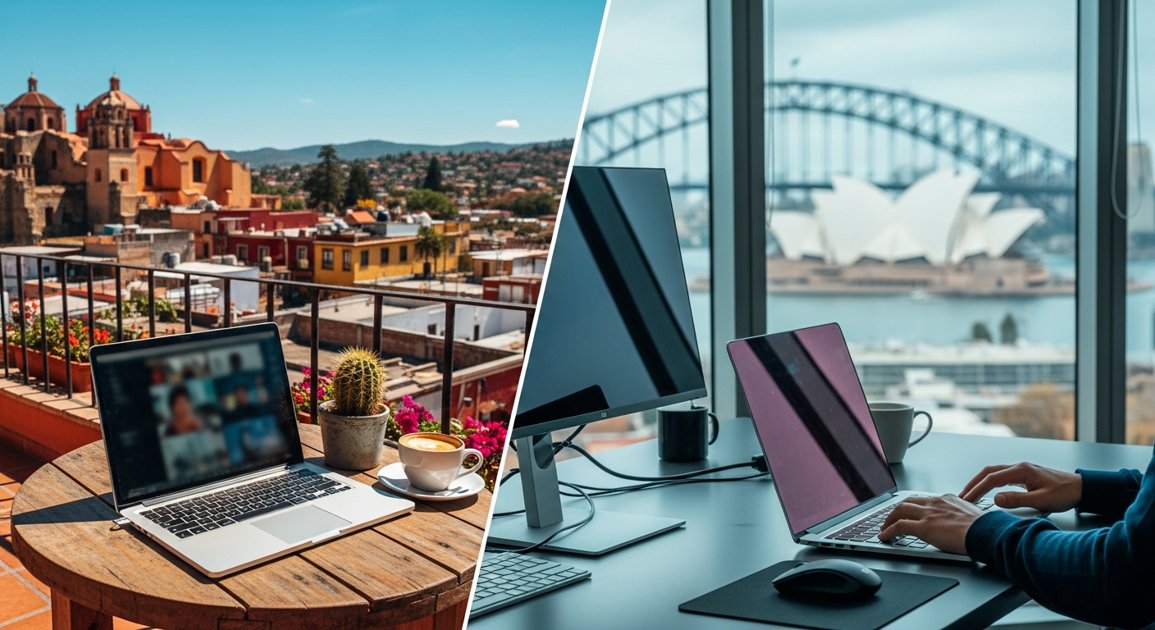 The Remote Work Reality: A Strategic Guide to Connectivity, Co-working, and Income Optimization in Australia vs. Mexico